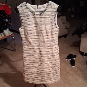Tory Burch Cream and Black Textured Mini Dress